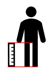 Piktogramm eines Mannes mit einem Messstab.